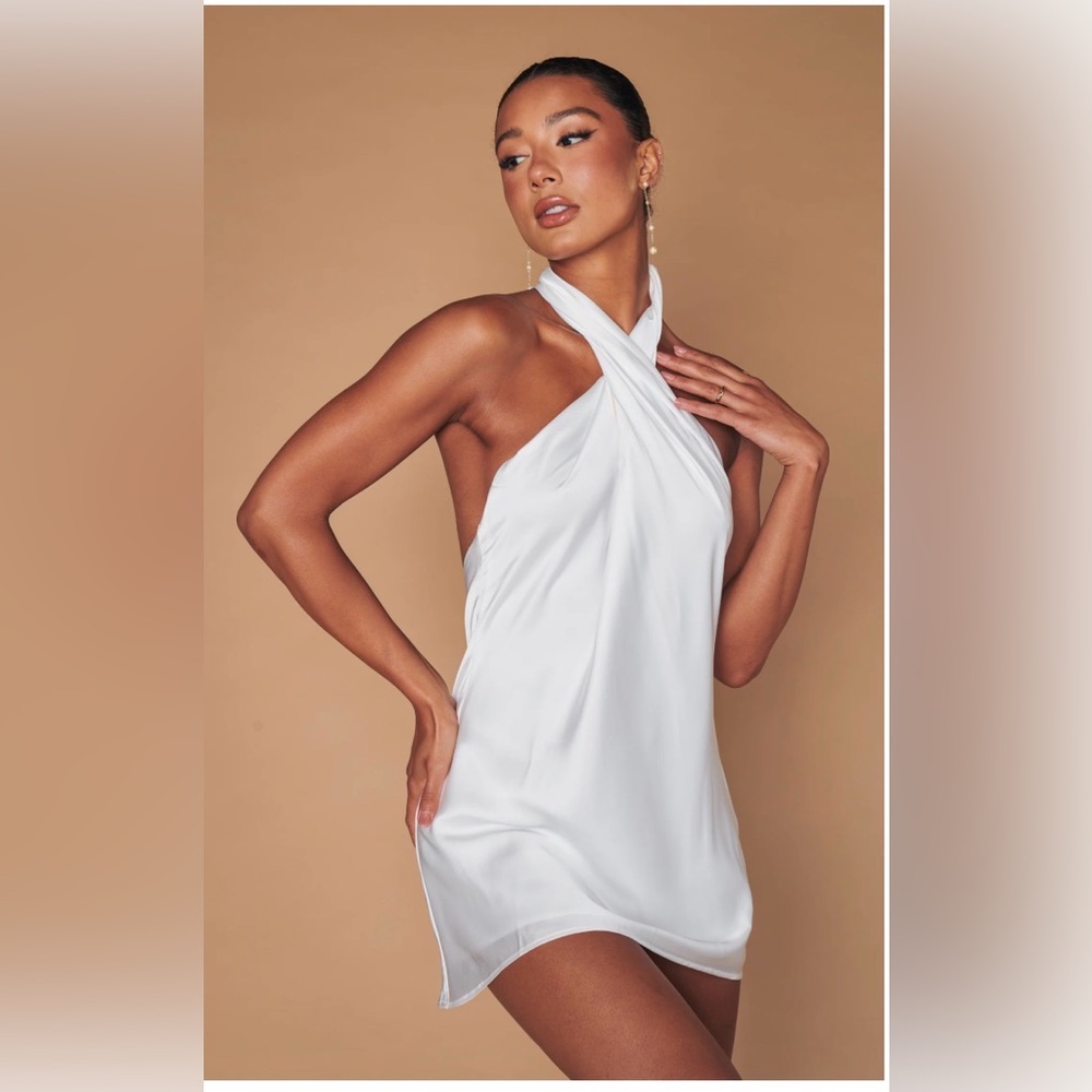 ShowMeYourMumu Jasmine Halter Mini Dress - White